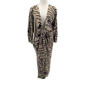 Pink Filosofy Women's Tan Printed 3/4 Sleeve Angara Sweater Size Small